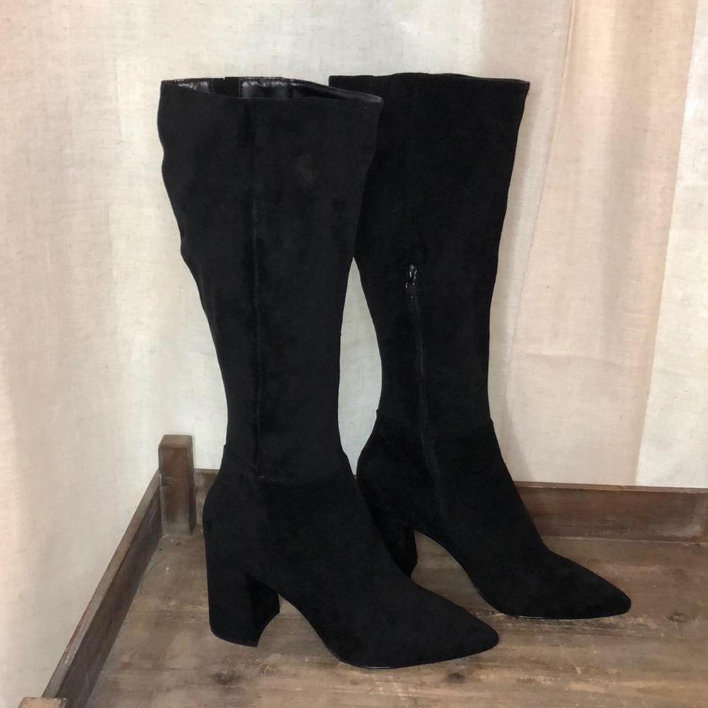 New! Charles by Charles David Womens Knee High Microsuede Tall Black Boots 8.5